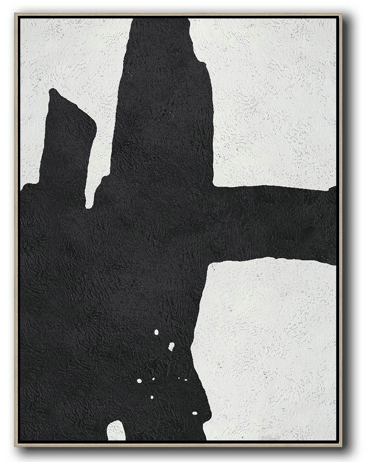 Original Extra Large Wall Art,Black And White Minimal Painting On Canvas - Hand Painted Original Art